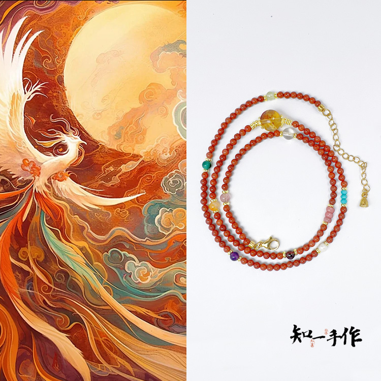 南红黄塔晶三圈手链招财顺遂健康平安原创小众轻奢设计不撞款/顺丰包邮